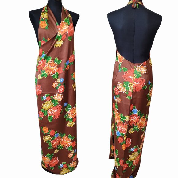 Hilo Hattie Brown Floral Wrap Sarong Dress - Picture 3 of 7